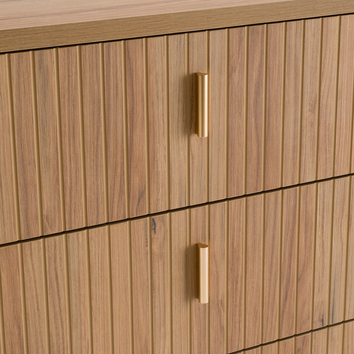 Emilio + Roma - Modern Beige Fabric + Oak 4-Piece Bedroom Set