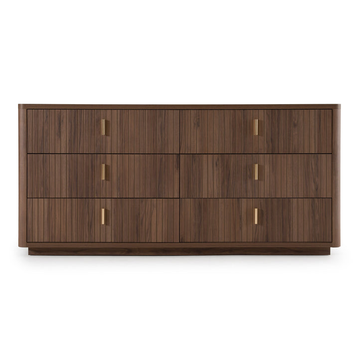 Roma - Modern Walnut + Gold Dresser