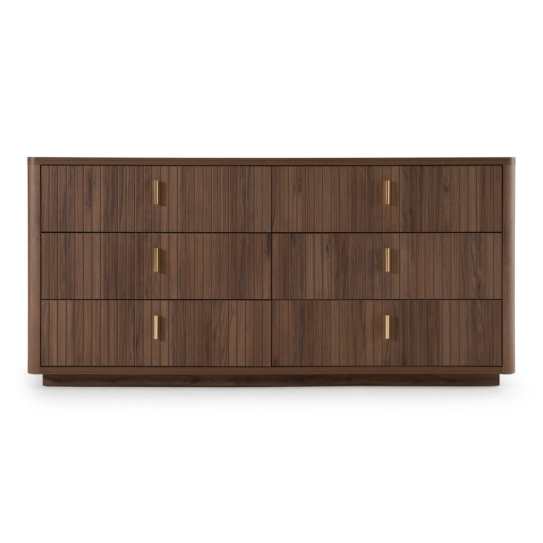 Roma - Modern Walnut + Gold Dresser