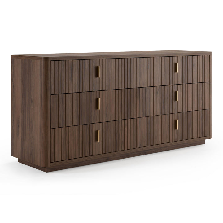 Roma - Modern Walnut + Gold Dresser