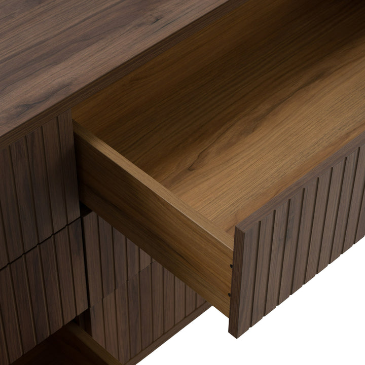 Daystar + Roma - Modern Dark Brown Velvet + Walnut 4-Piece Bedroom Set