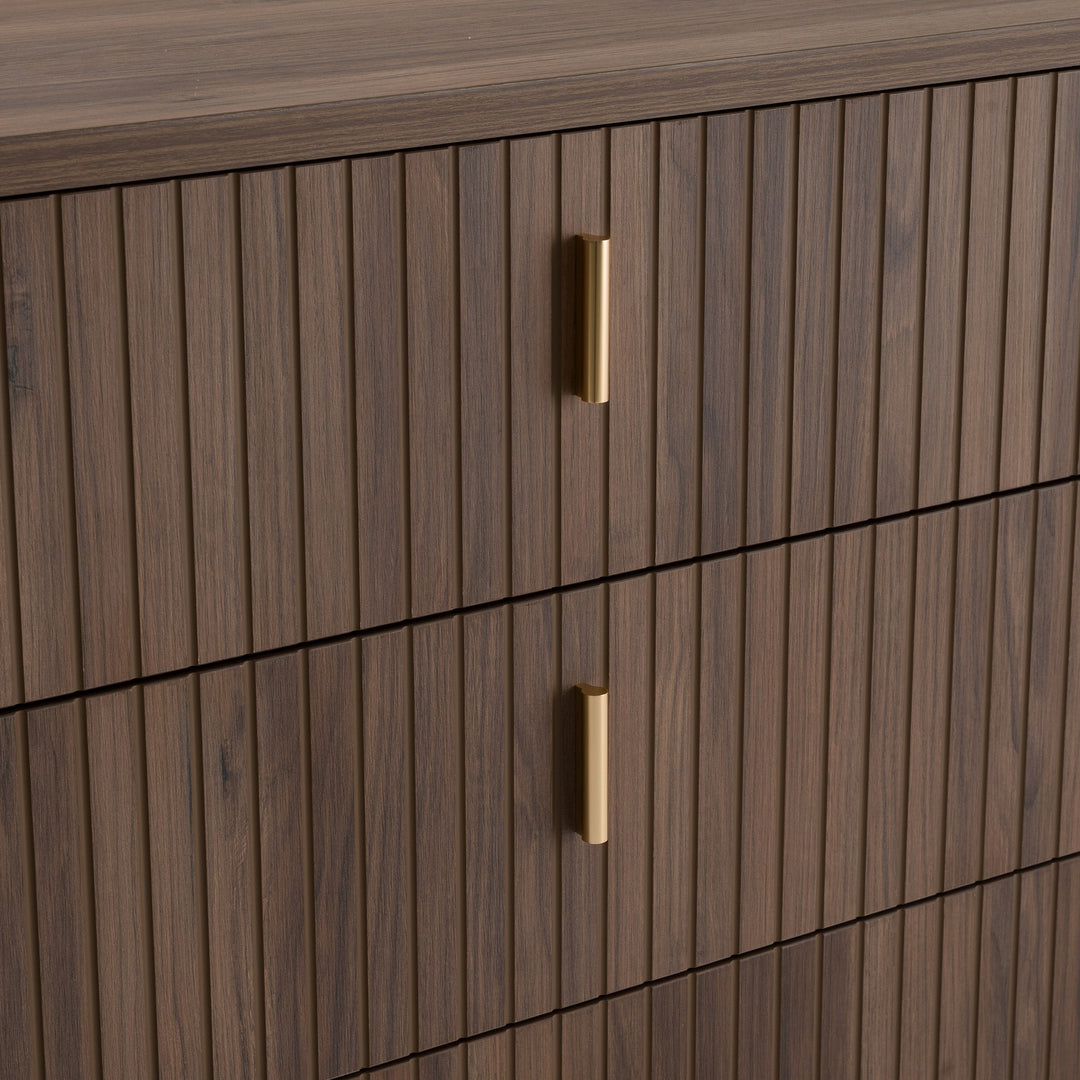 Roma - Modern Walnut + Gold Dresser