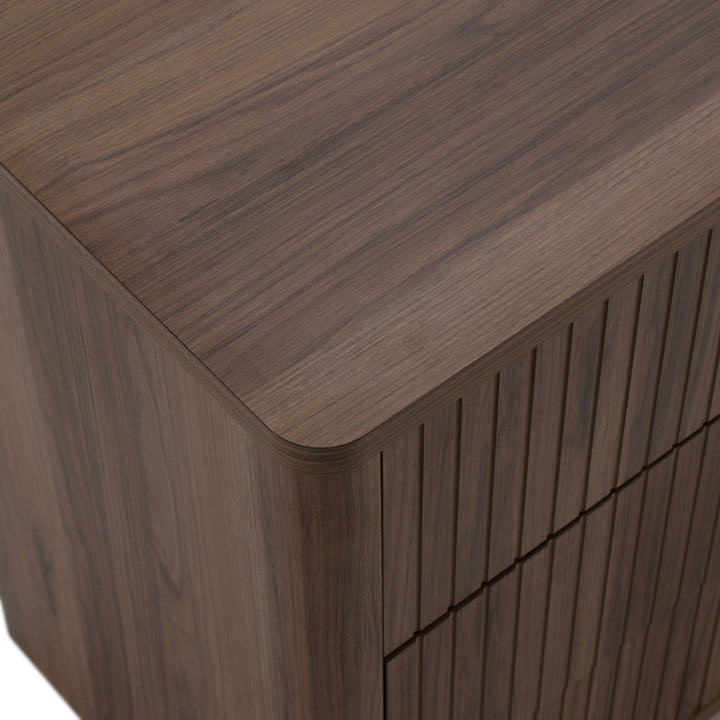 Emilio + Roma - Modern Beige Fabric + Walnut 4-Piece Bedroom Set