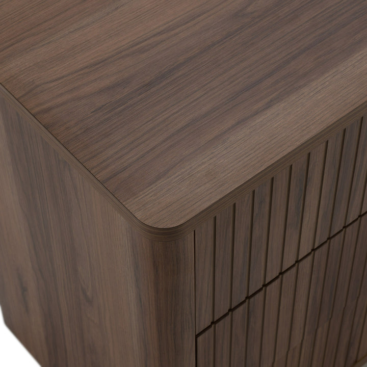 Daystar + Roma - Modern Dark Brown Velvet + Walnut 4-Piece Bedroom Set