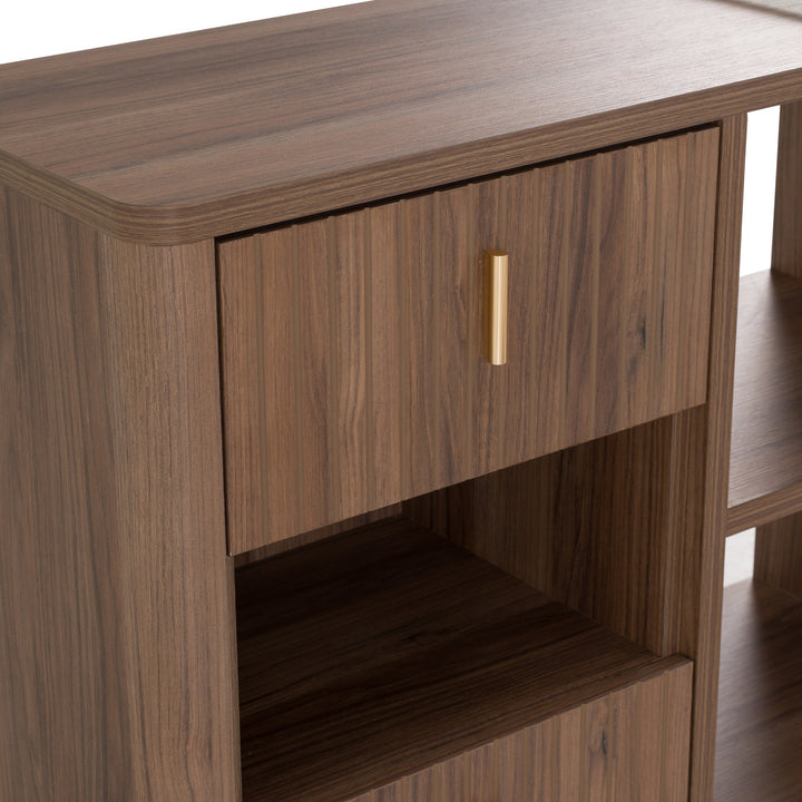 Roma - Modern Glass + Walnut Reversible Desk