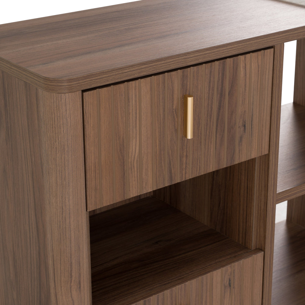 Roma - Modern Glass + Walnut Reversible Desk