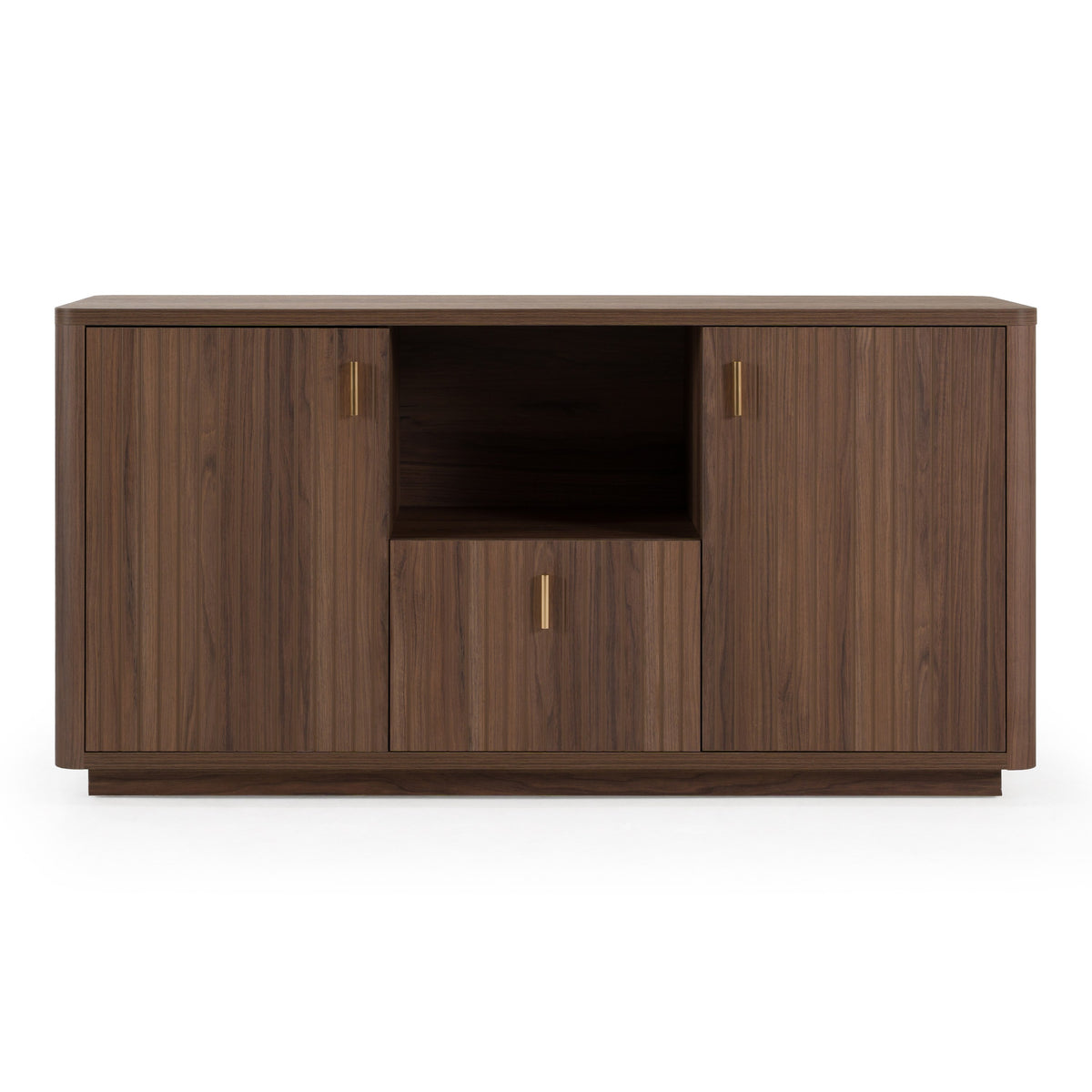 Roma - Modern Walnut + Gold File Cabinet