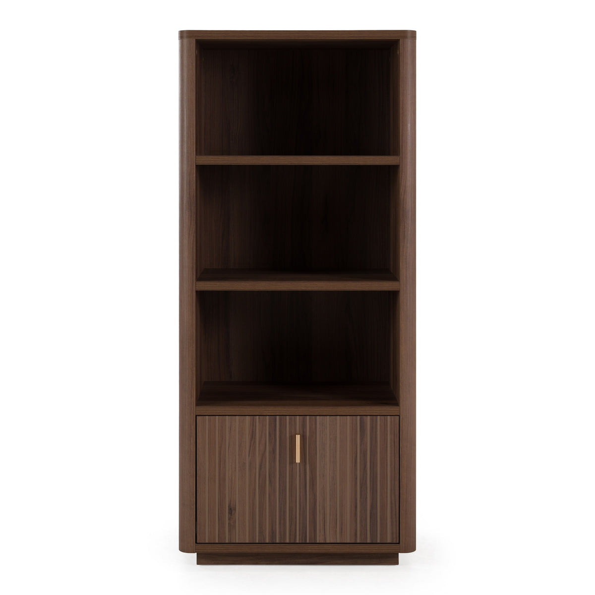 Roma - Modern Walnut + Gold Bookcase