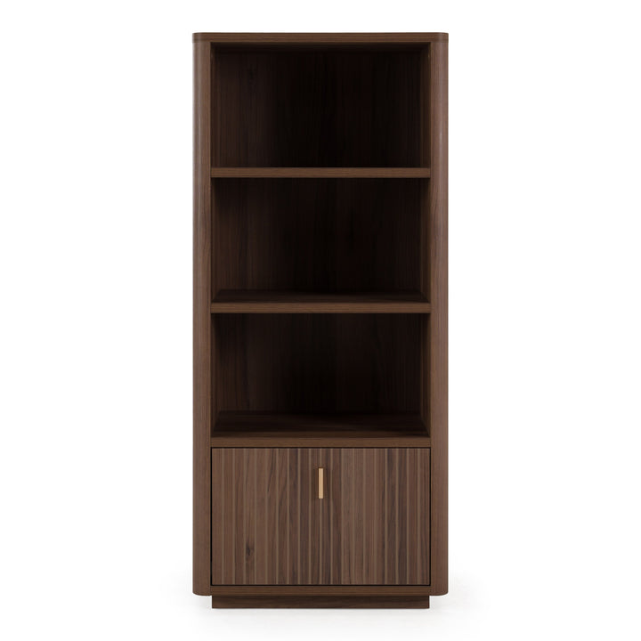 Roma - Modern Walnut + Gold Bookcase