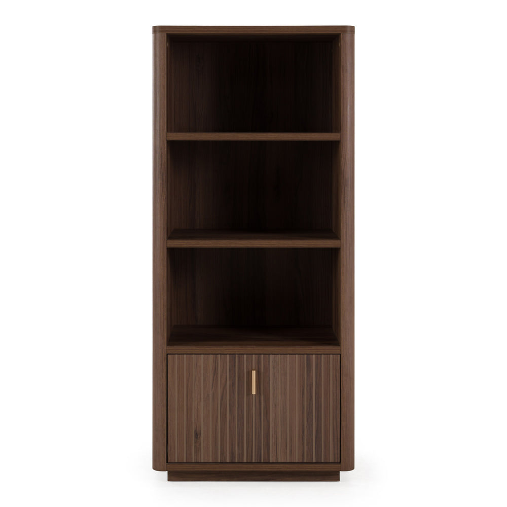 Roma - Modern Walnut + Gold Bookcase