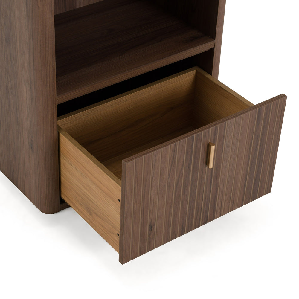 Roma - Modern Walnut + Gold Bookcase