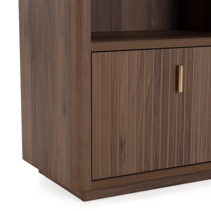 Roma - Modern Walnut + Gold Bookcase