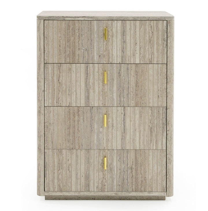 Roma - Modern Faux Travertine + Gold Chest