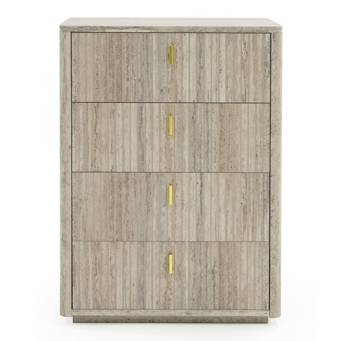 Roma - Modern Faux Travertine + Gold Chest