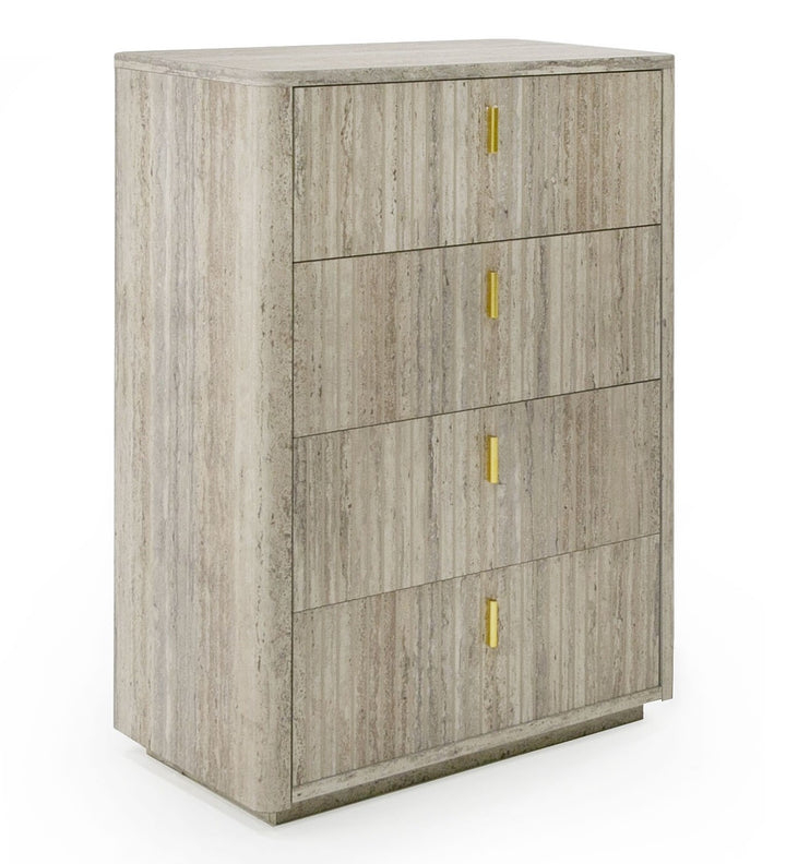 Roma - Modern Faux Travertine + Gold Chest