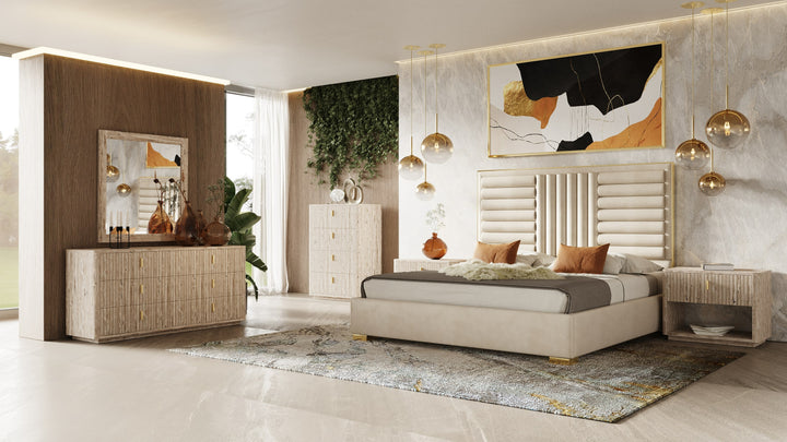 Roma - Modern Faux Travertine + Gold Chest