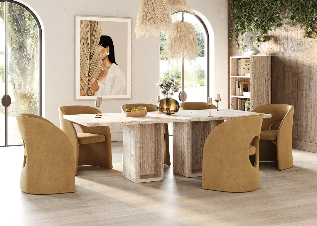 Roma  Modern Travertine Rectangular Dining Table