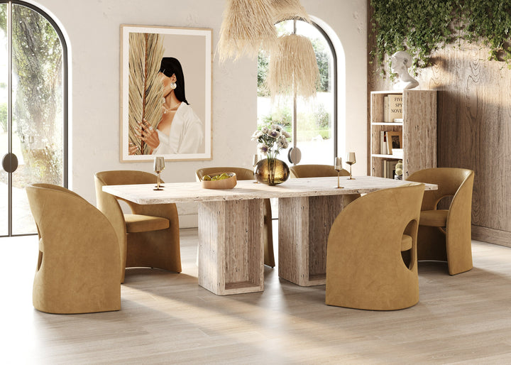 Roma  Modern Travertine Rectangular Dining Table