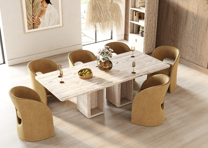 Roma  Modern Travertine Rectangular Dining Table