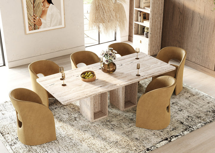Roma - Modern Travertine Rectangular Dining Table - View 2