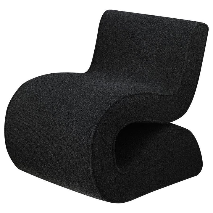 Ronea - Boucle Upholstered Armless Curved Chair - Charcoal Armless Chair modern furniture Contempo Furniture