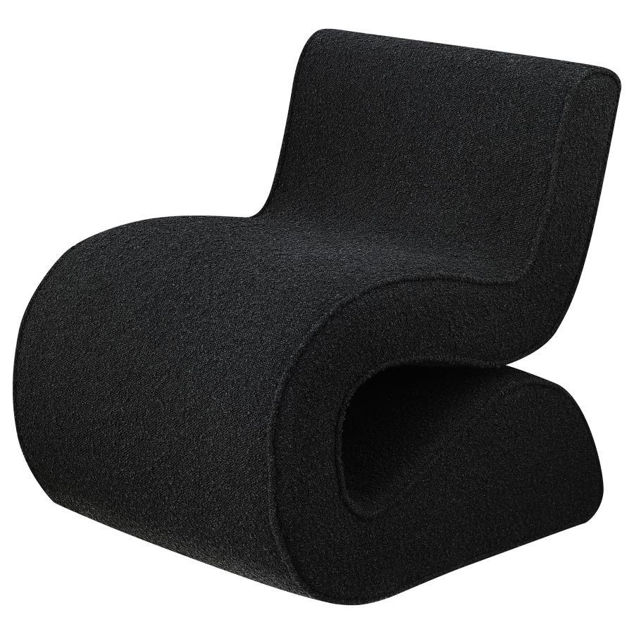 Ronea - Boucle Upholstered Armless Curved Chair - Charcoal Armless Chair modern furniture Contempo Furniture