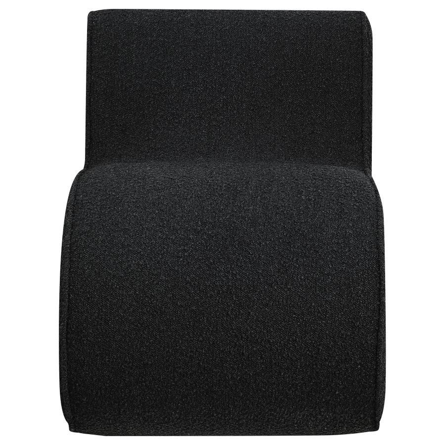 Ronea - Boucle Upholstered Armless Curved Chair - Charcoal Armless Chair modern furniture Contempo Furniture