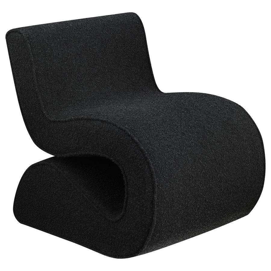 Ronea - Boucle Upholstered Armless Curved Chair - Charcoal Armless Chair modern furniture Contempo Furniture