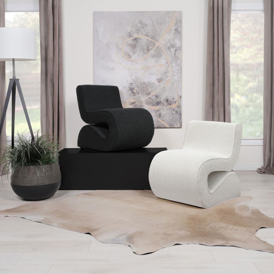 Ronea - Boucle Upholstered Armless Curved Chair - Charcoal Armless Chair modern furniture Contempo Furniture