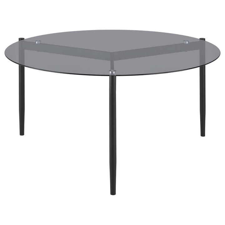 Rosalie - Round Smoked Glass Top Coffee Table - Sandy Black Coffee Table modern furniture Contempo Furniture