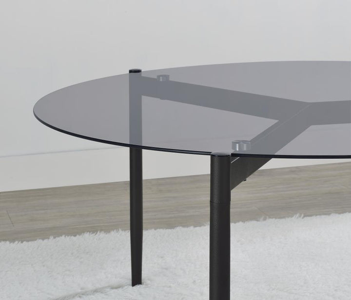 Rosalie - Round Smoked Glass Top Coffee Table - Sandy Black Coffee Table modern furniture Contempo Furniture