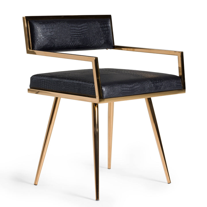 Rosario Modern Black &amp; Rosegold Dining Chair