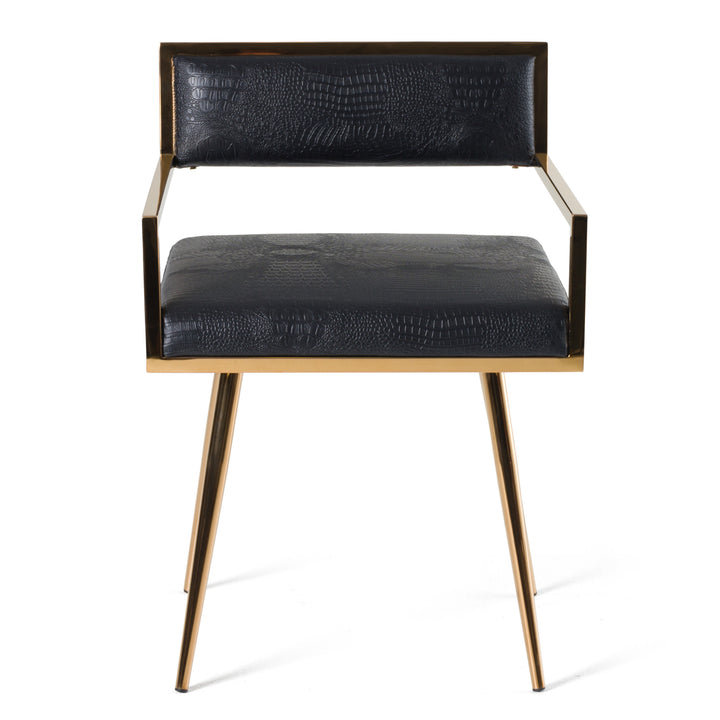 Rosario Modern Black &amp; Rosegold Dining Chair