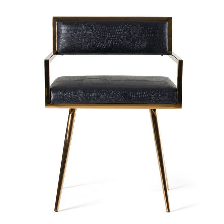 Rosario Modern Black &amp; Rosegold Dining Chair