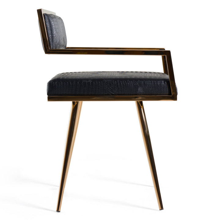 Rosario Modern Black &amp; Rosegold Dining Chair