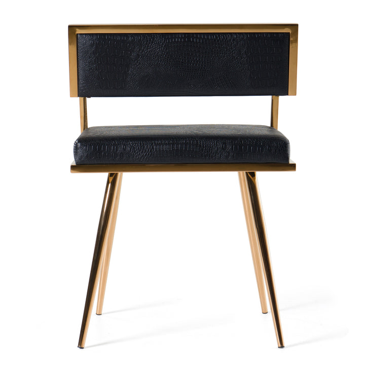 Rosario Modern Black &amp; Rosegold Dining Chair