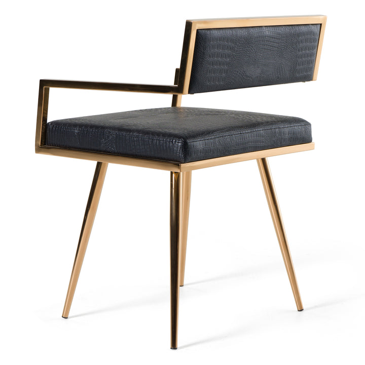 Rosario Modern Black &amp; Rosegold Dining Chair