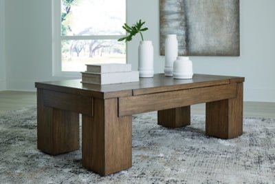 Rosswain Lift - Top Coffee Table - Dark Brown Cocktail Table modern furniture Contempo Furniture