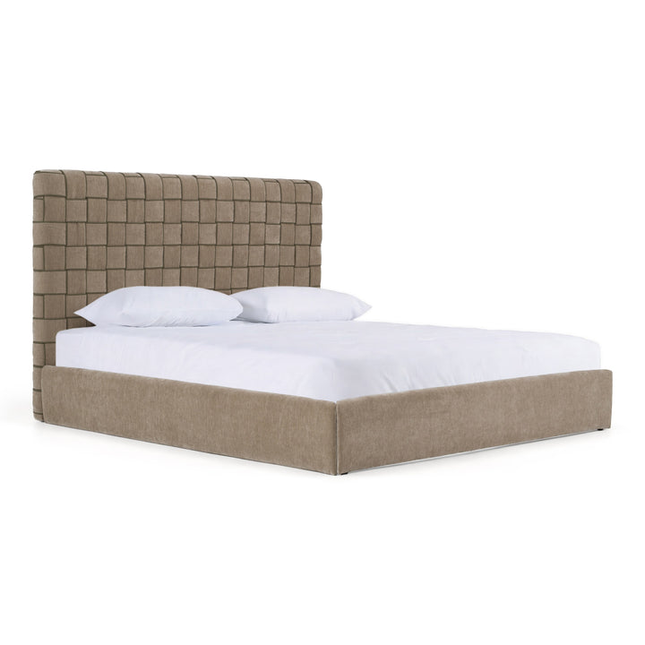 Rousey - Modern Taupe Fabric Bed