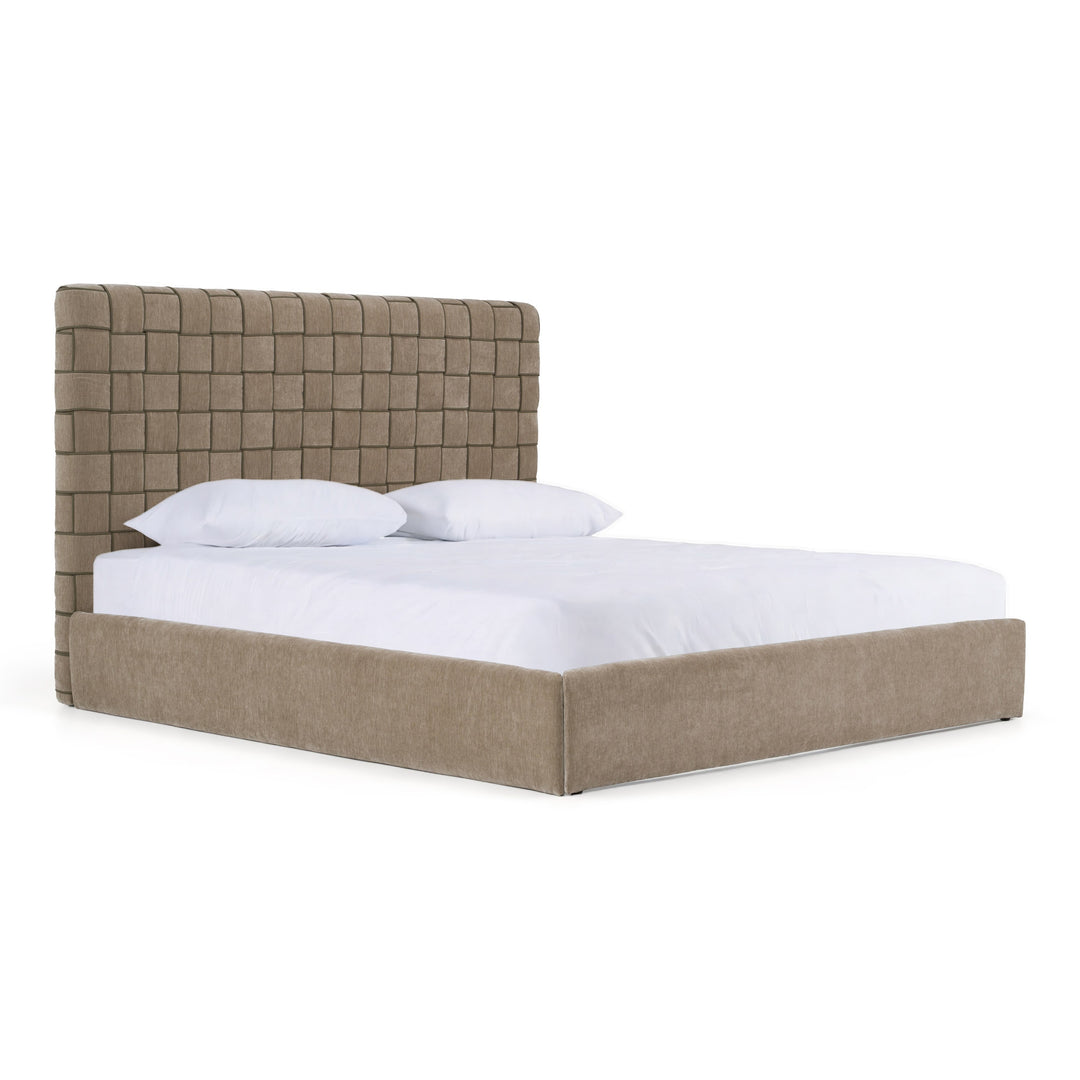 Rousey - Modern Taupe Fabric Bed