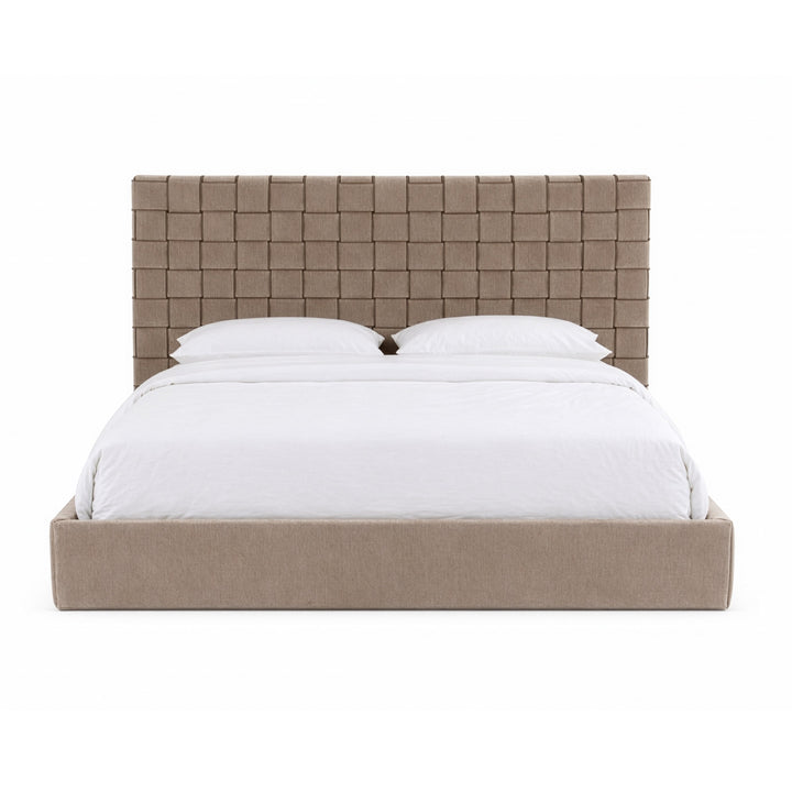 Rousey - Modern Taupe Fabric Bed