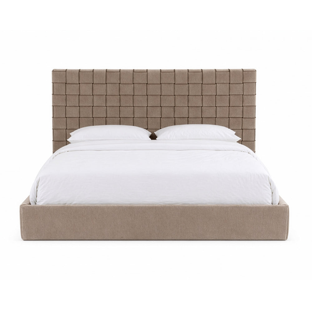 Rousey - Modern Taupe Fabric Bed - View 6