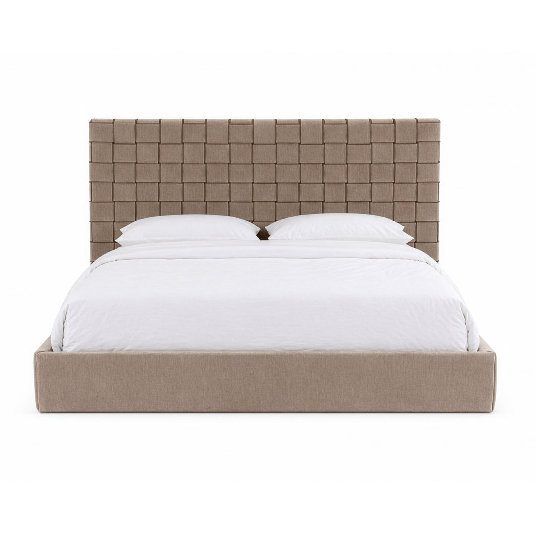 Rousey - Modern Taupe Fabric Bed