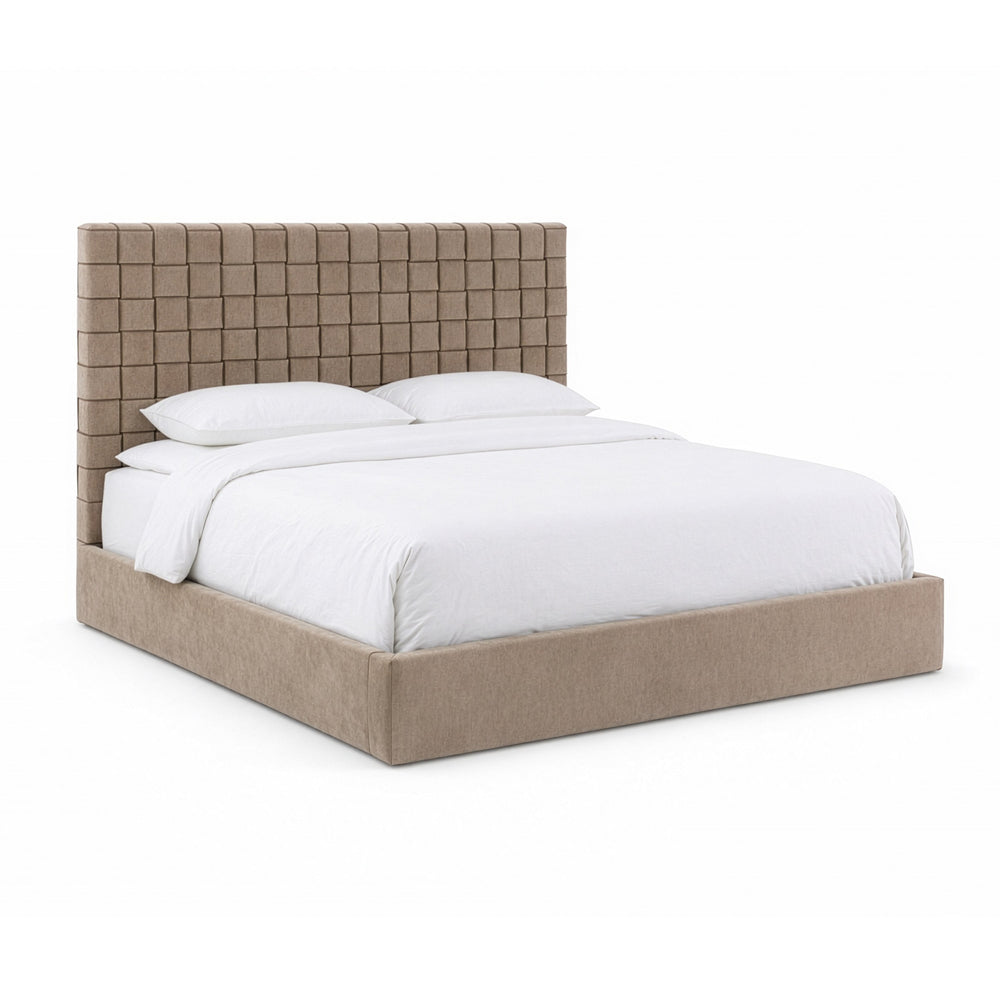Rousey - Modern Taupe Fabric Bed - View 7