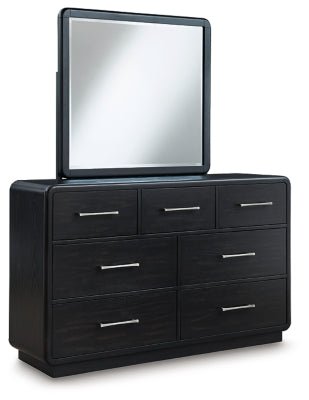 Rowanbeck Dresser and Mirror - Black Dresser & Mirror modern furniture Contempo Furniture