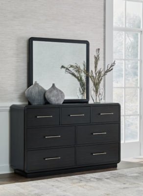 Rowanbeck Dresser and Mirror - Black Dresser & Mirror modern furniture Contempo Furniture