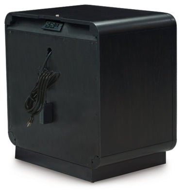 Rowanbeck Nightstand - Black Nightstand w/ Charging Station modern furniture Contempo Furniture