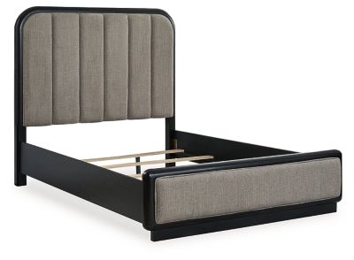 Rowanbeck Queen Upholstered Panel Bed - Dark Gray Upholstered Bed modern furniture Contempo Furniture