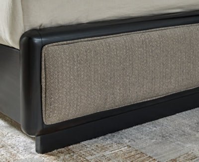 Rowanbeck Queen Upholstered Panel Bed - Dark Gray Upholstered Bed modern furniture Contempo Furniture