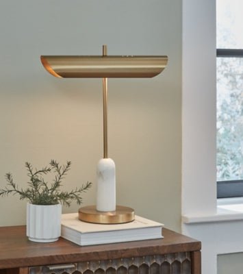 Rowleigh Desk Lamp - Gold Table Lamp modern furniture Contempo Furniture